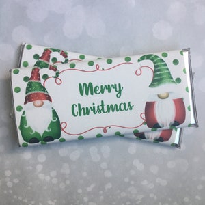 Christmas Gnome Candy Bar Wrapper, Personalized Hershey Bar Labels, Gnome Party Favors, Holiday Candy Wrappers, Pack of 20 WRAPPERS ONLY