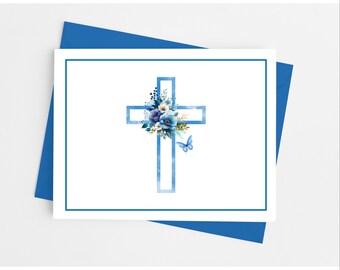 Cross Religious Note Cards with Envelopes, Christian Stationery Set, Pack of 10 Folded Notecards
