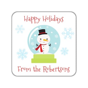 Christmas Snow Globe Gift Stickers OR Tags, Personalized for Holiday Party Favors, Choose Sticker or Hang Tag, Pack of 24