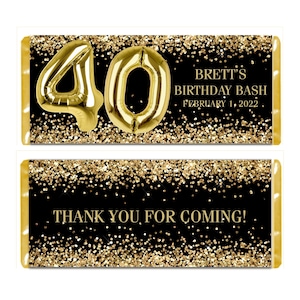 Milestone Birthday Personalized Candy Bar Wrappers, Hershey Bar Party Favor Labels, Custom Printed Candy Wrappers, Pack of 20, WRAPPERS ONLY