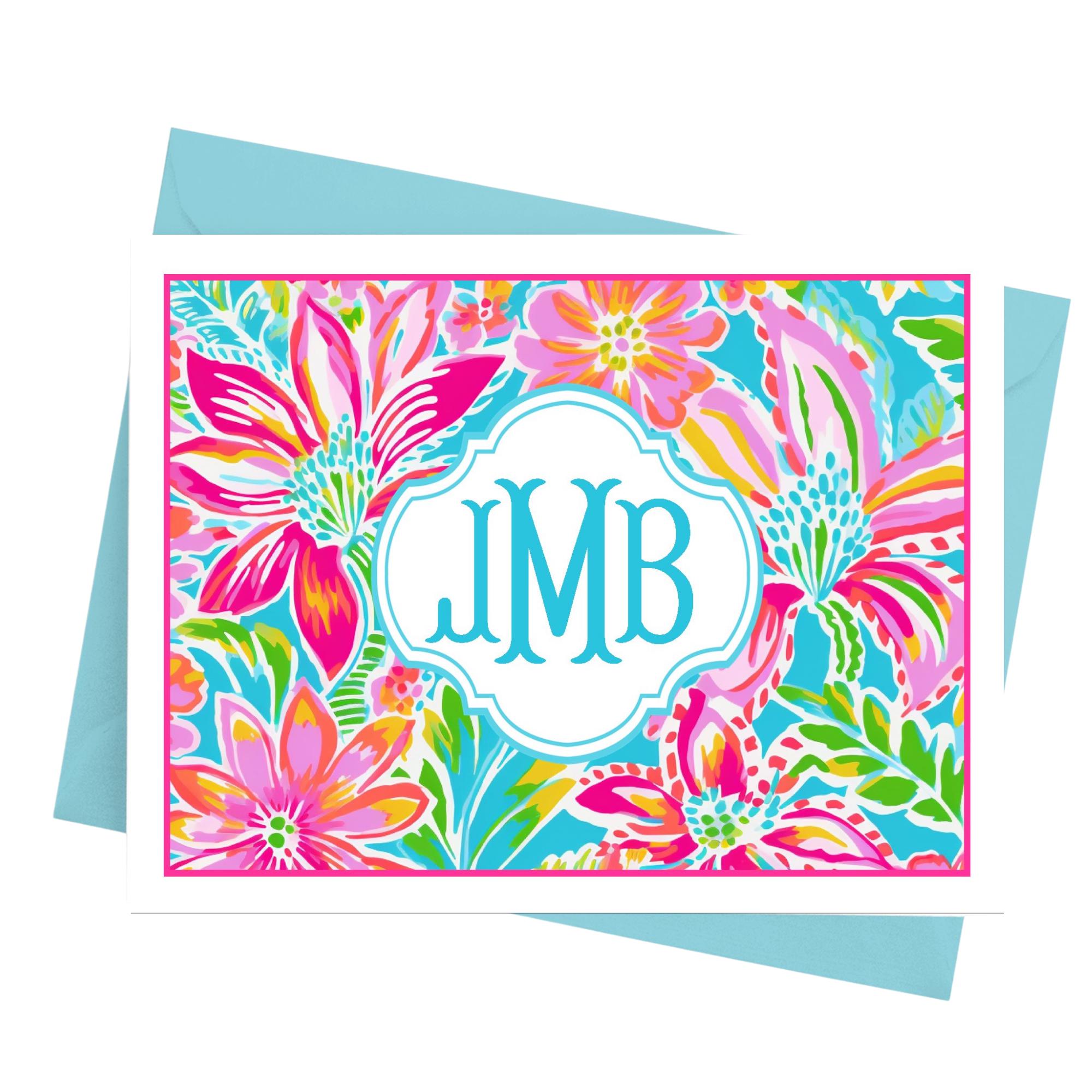 Monogram Note Cards With Envelopes, Personalized Stationery Set for ...