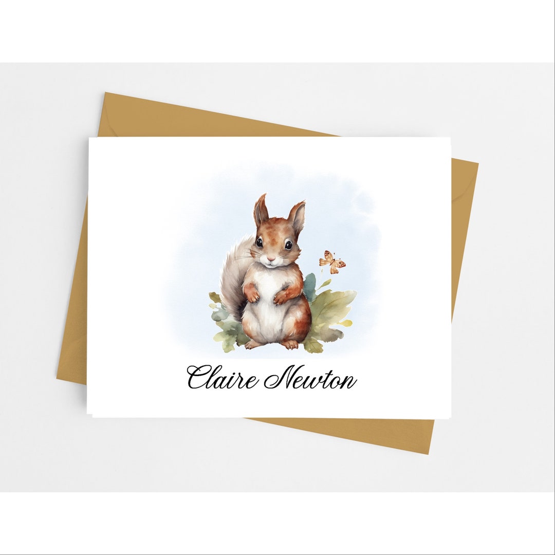 Squirrel Note Cards With Envelopes, Personalized Stationery Set for ...