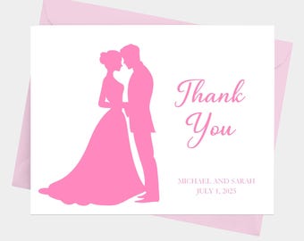Wedding Thank You Cards with Envelopes, Personalized Stationery Set for Couple, Set of 10 Folded Notecards