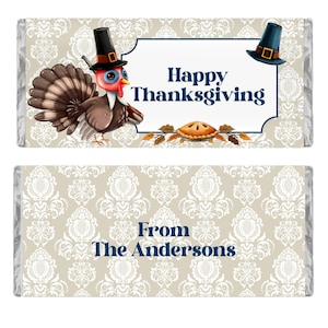 Personalized Candy Wrappers for Chocolate, Thanksgiving Party Favors, Pack of 20 Custom Hershey Bar Labels, WRAPPERS ONLY