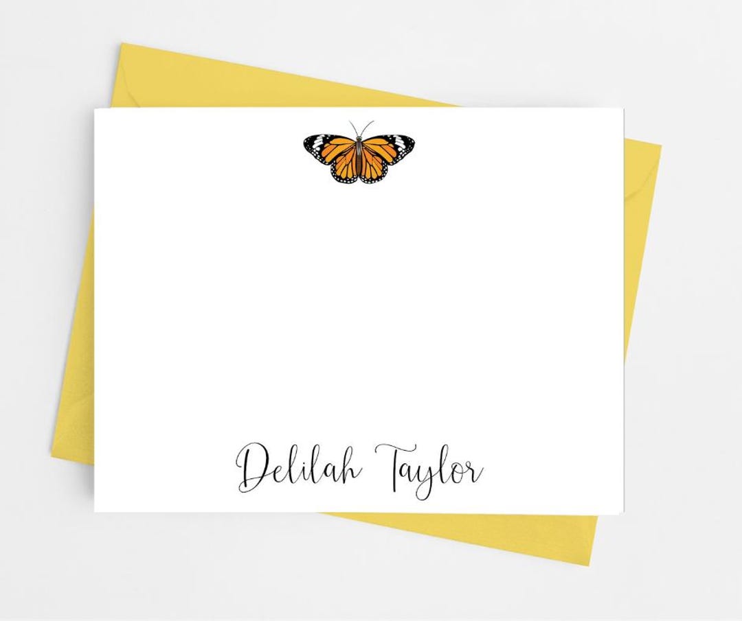 Monarch Butterfly Personalized Stationery Note Cards, Flat Note Cards ...