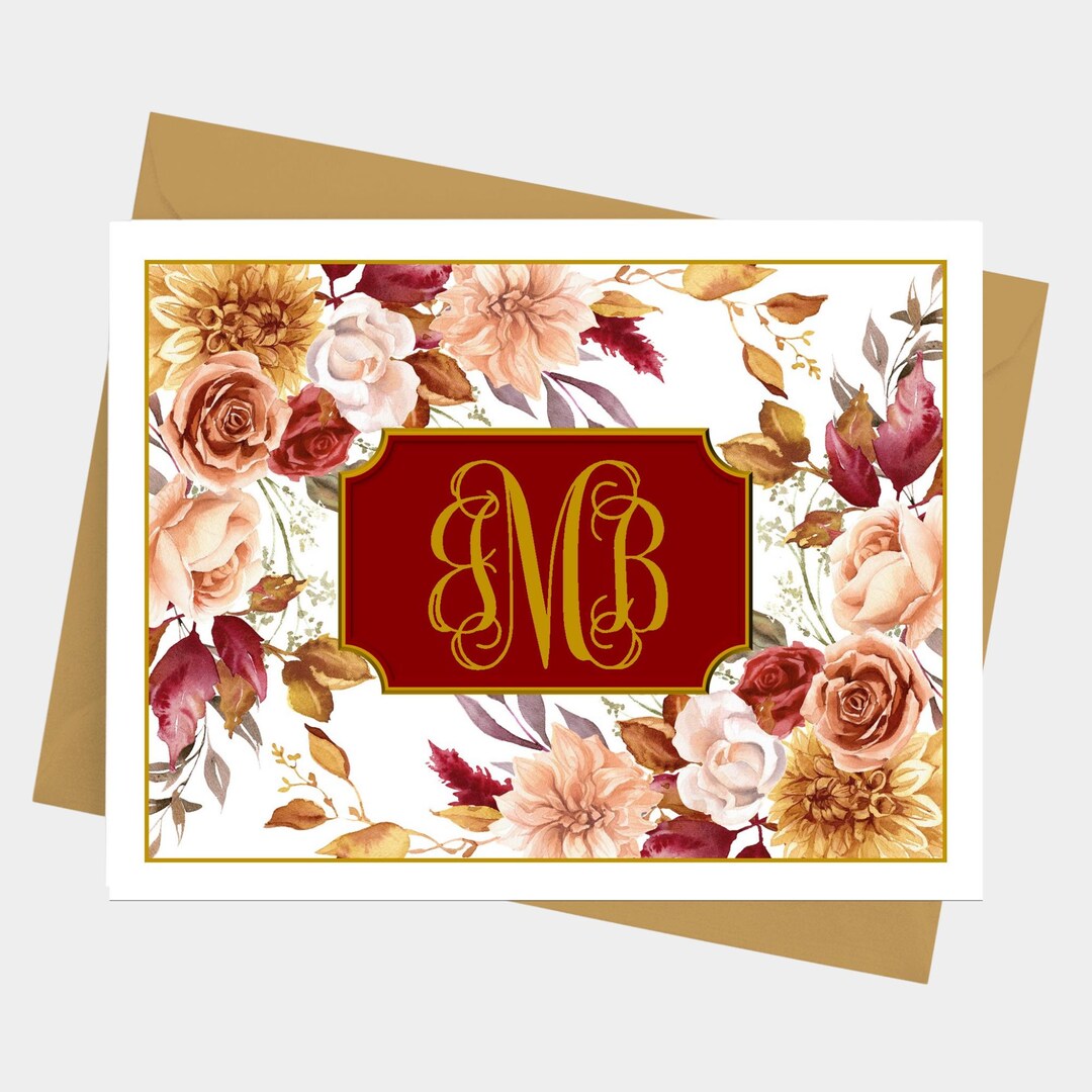 Monogram Note Cards With Envelopes, Personalized Stationery Set for ...