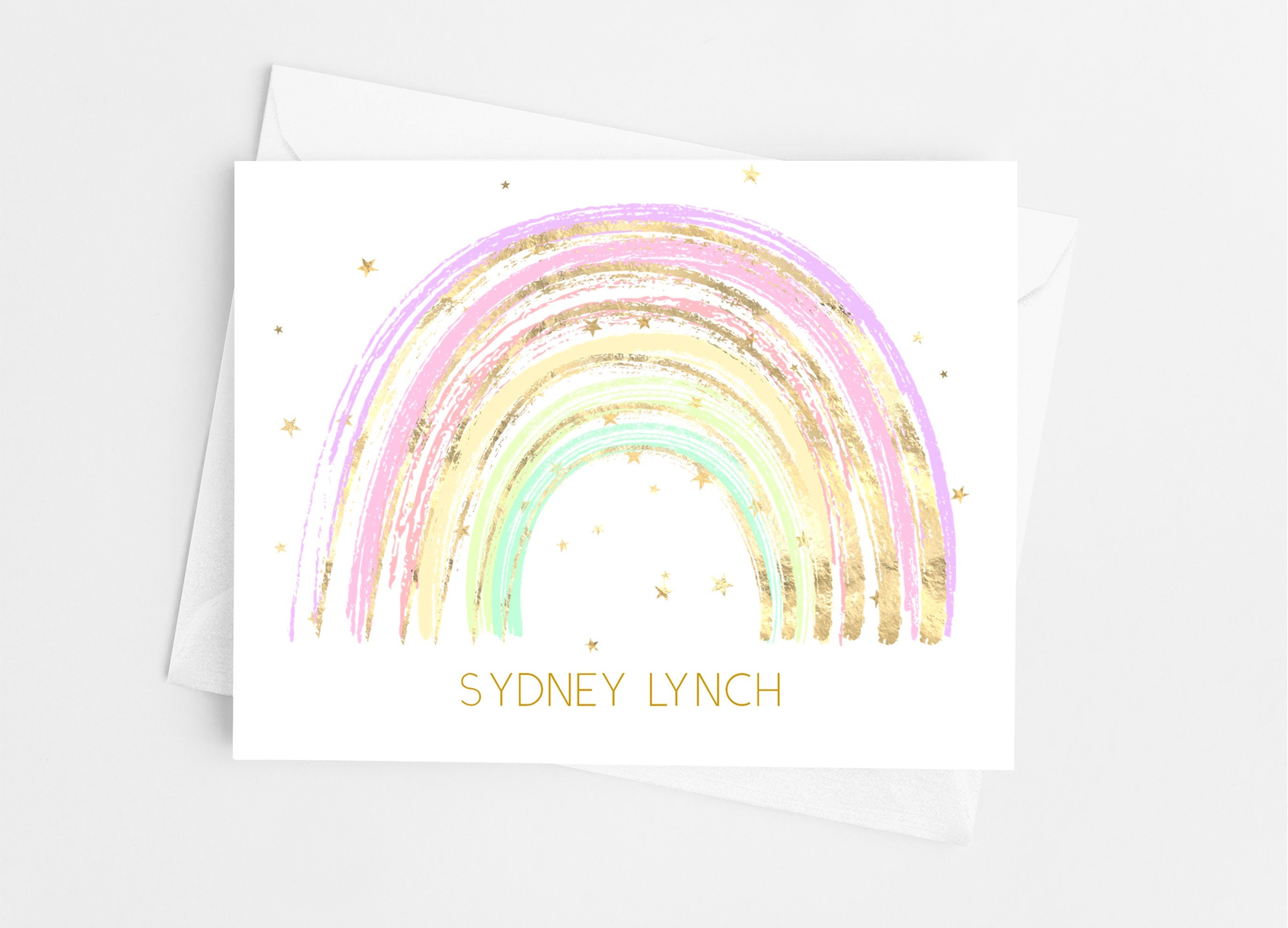 Pastel Rainbow Personalized Note Cards With Envelopes, Personalized ...