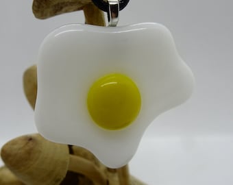 Fried Egg Fused Glass Pendant