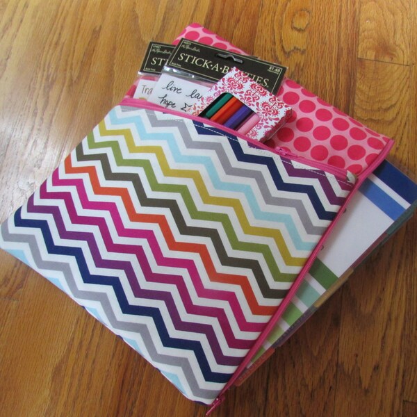 Planner Pouch / Case for Erin Condren Life Planner (ECLP) and Plum Paper Planner, Pink, Chevron, Polka Dot