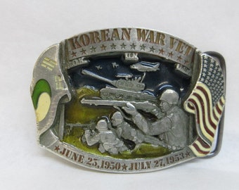 1988 Korean War belt buckle, Military belt buckle, retro Veteran gift, vintage belt buckle, Veterans Day gift,