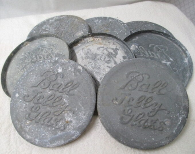 8 Vtg Metal Lids Ball Jelly Glass Lids Primitive Kitchen Etsy