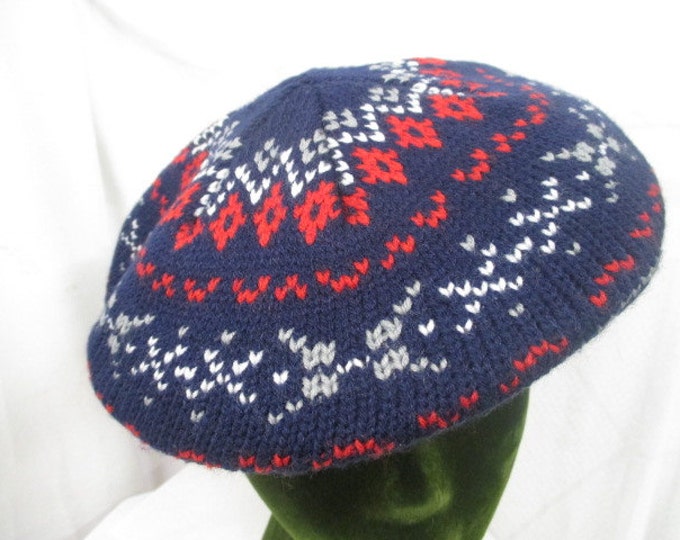 Vtg Unisex Hat Vintage Knit Hat Retro Knit Beret Retro Boho Etsy