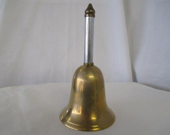 vintage brass bell, Made in Taiwan, two tone bell, vtg home decor, vtg desk bell, old souvenir bell, collectible bell, repurpose supply