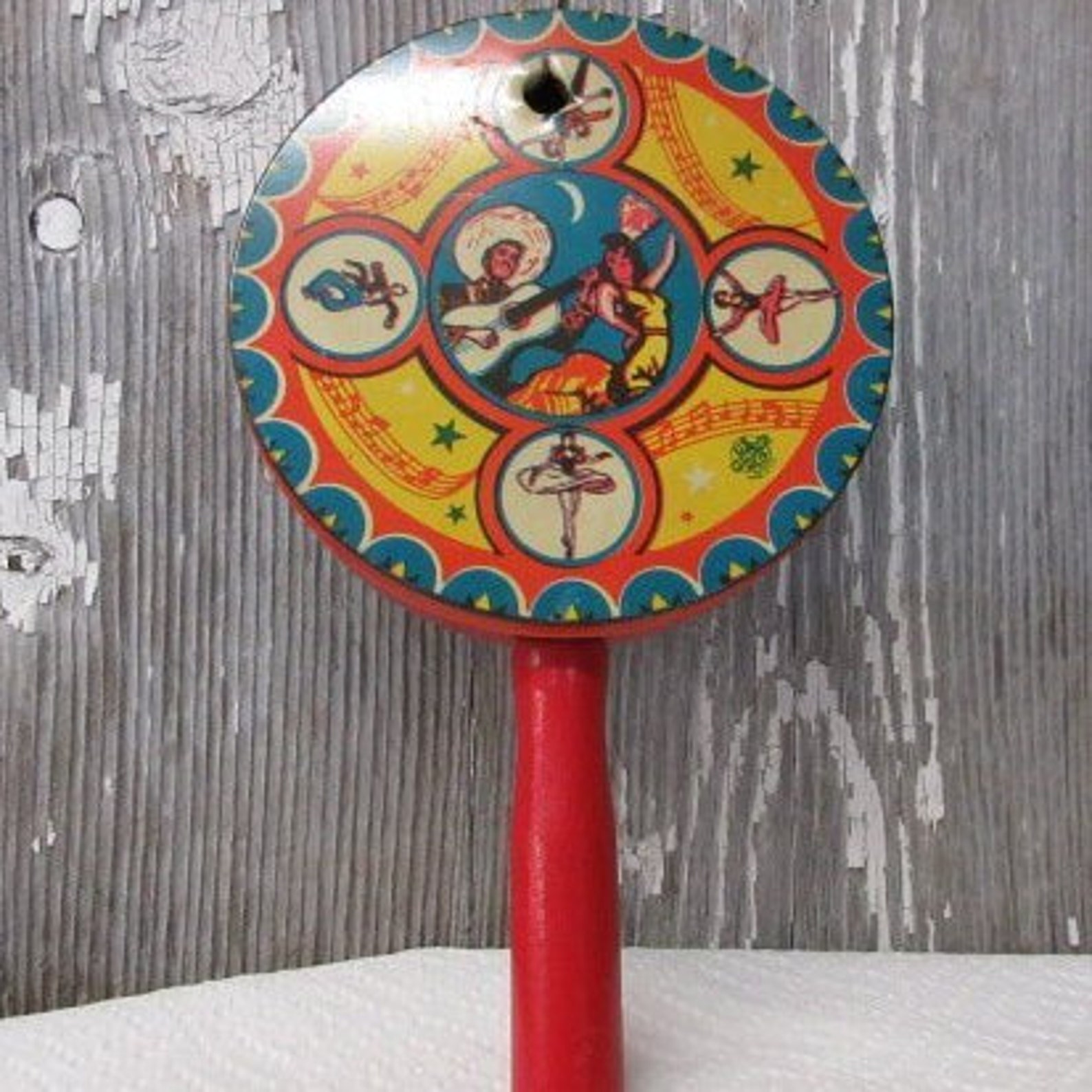 Metal vintage noise maker beautiful spanish dancers vintage Etsy