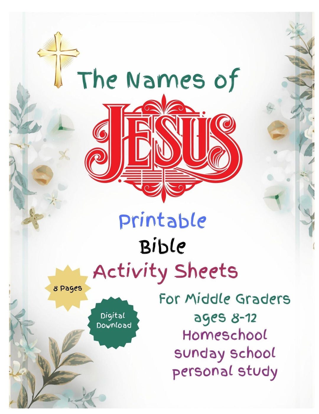 Names of Jesus Bible Activity Pages, Christian Homeschool (digital ...