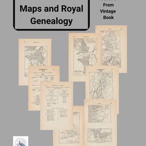 1915 England Historical Maps & Royal Family Trees for History Buffs and Anglophiles | Vintage Genealogy Prints Printable Downloads