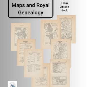 Vintage England Historical Maps & British Royal Family Trees 1915 Digital Print Set | Printable Genealogy Charts for Crafts, Research Decor