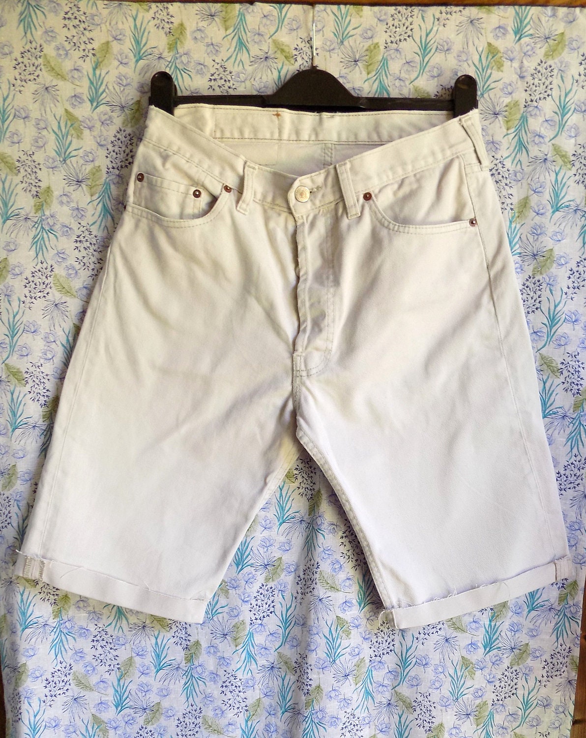 cream denim shorts