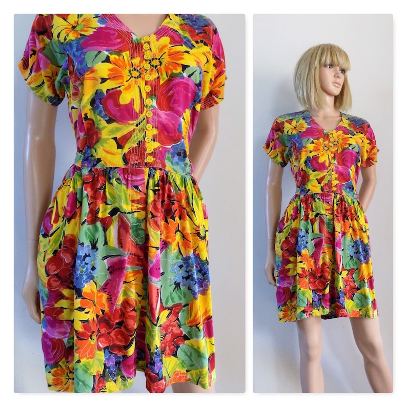 NEW BLACK PINK GREEN YELLOW PURPLE WHITE SUMMER FLORAL STRAPPY SUN DRESS 50s VTG