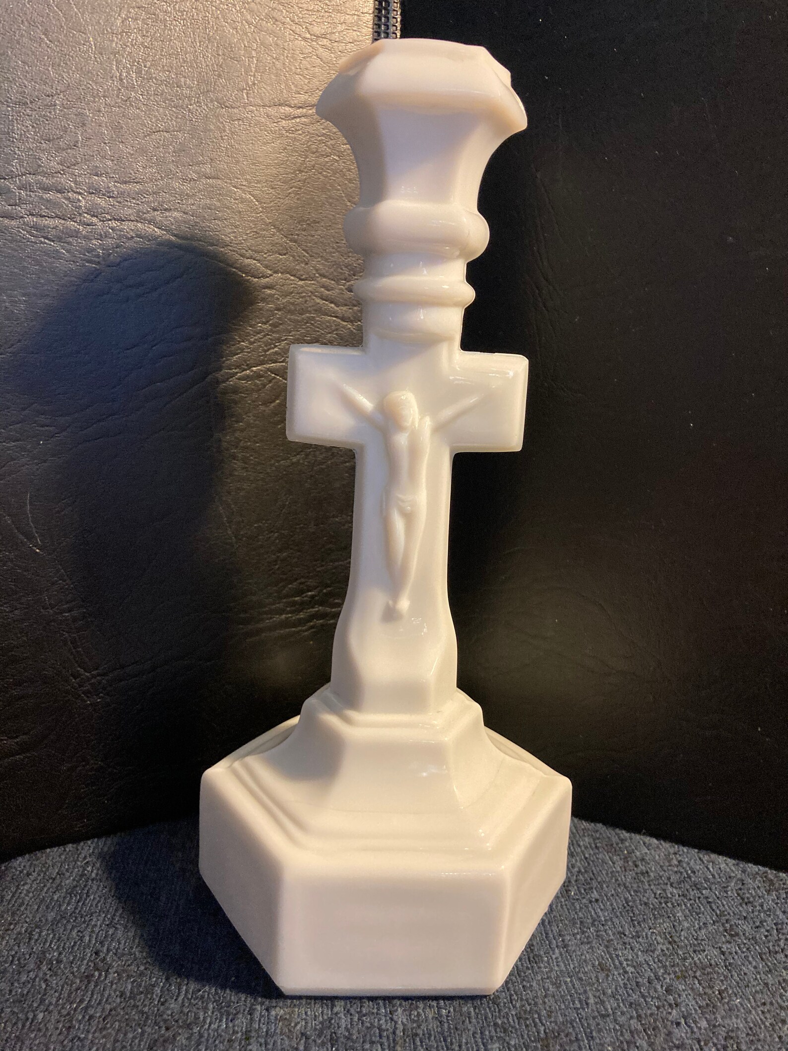 Early 1900's Milk Glass Crucifix Candlestick - Etsy