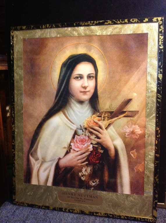 Vintage C.1930 Framed Lithograph of Saint Therese of Lisieux | Etsy
