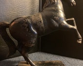 Antique Early 1900 39 s Rearing Black Painted Cast Iron Horse Bank