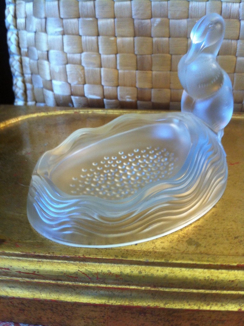 Vintage Verlys Art Deco Satin Glass Duck Soap Dish Etsy