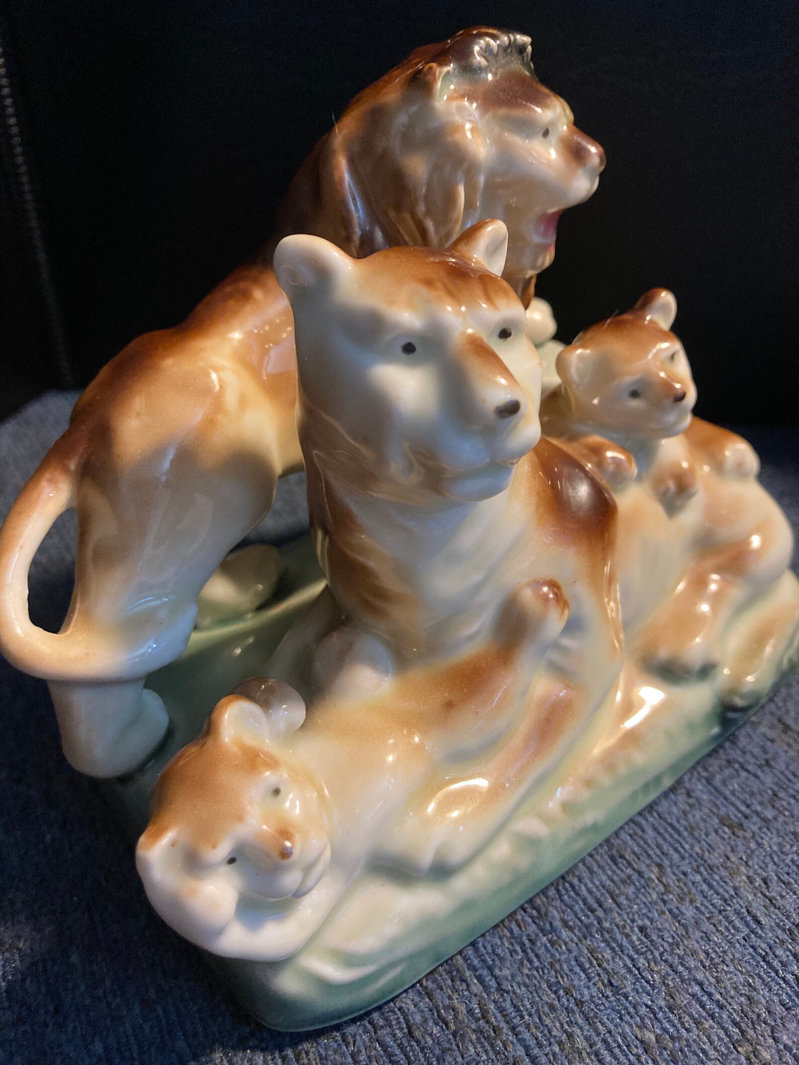 Occupied Japan Porcelain Family of Lions Figurine Etsy