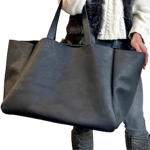 Bolsa de couro utilitária superdimensionada 19” x 14” x 12”, bolsa para computador de trabalho e viagem durante a noite, bolsa de compras grande, bolsa de couro unissex para laptop