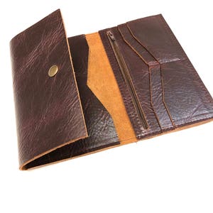 Cartera de cuero a juego, bolsa de maquillaje, monedero, porta pasaporte, billetera grande de tres pliegues, billetera de cuero para pasaporte, billetera de viaje