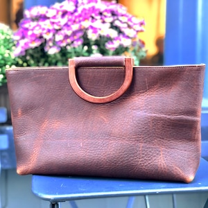 Bolso de noche marrón, Monedero pequeño para uso diario, Monedero de piel marrón hecho a mano con cremallera, Bolso bandolera de piel para mujer, Bolso de mano de piel