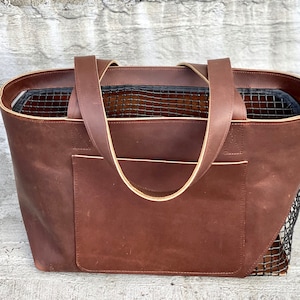 Transportín de cuero para mascotas, Bolsa de viaje para perros y gatos, Bolso grande de mano, Transportín de cuero para mascotas, Bolso grande de cuero con cremallera, Transportín grande para perros