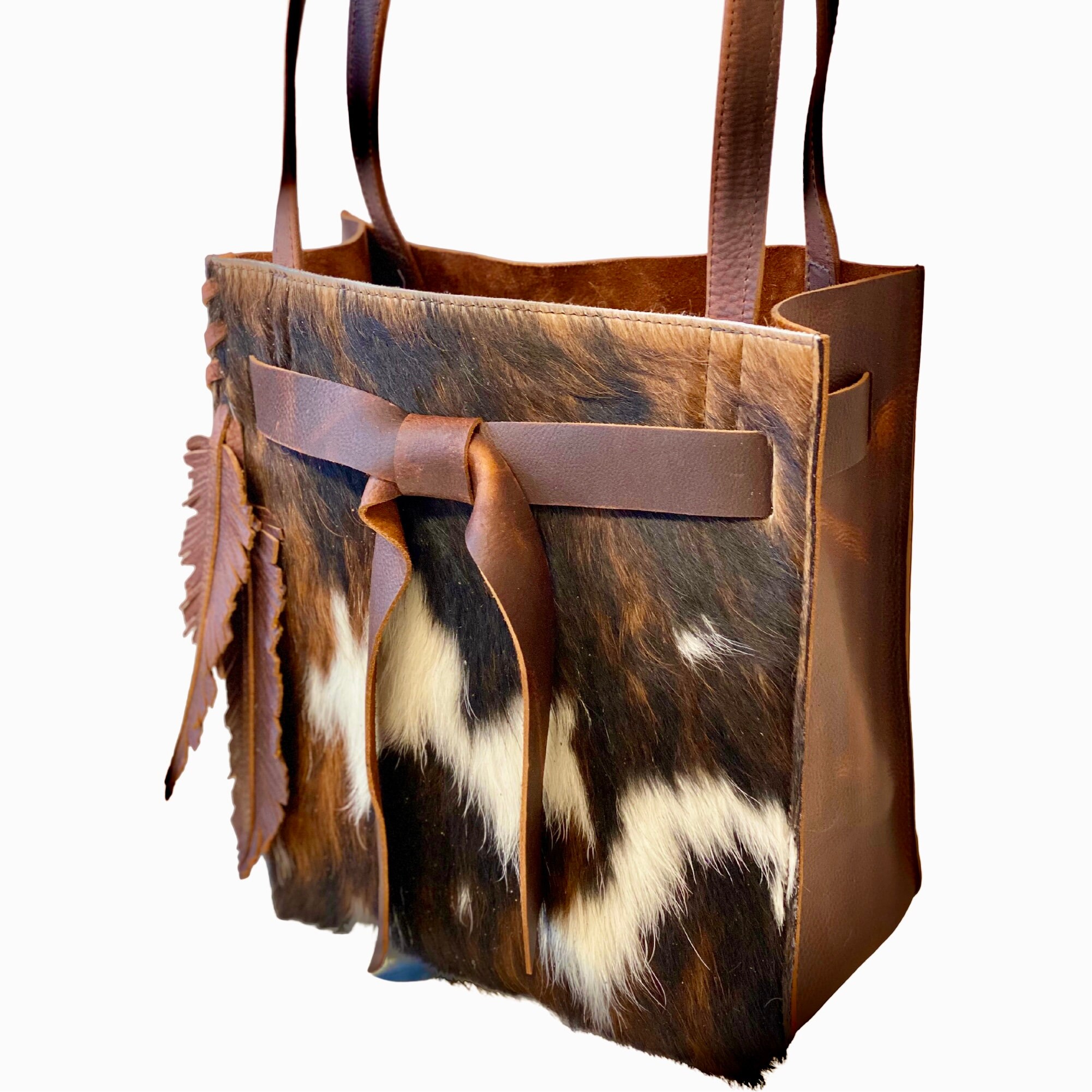 Brown Cowhide Leather Tote 11 X 12 Small Leather Bag for Etsy Denmark