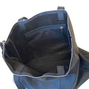 Extra Large Black Leather Tote Bag: Handmade Work & Travel Computer Bag bild 8