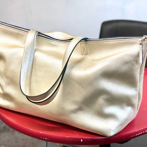 Bolso de viaje de cuero extragrande con forro y cremallera, bolso de mano de cuero extra grande de 25” x 14”, bolso para computadora portátil para el trabajo y la escuela