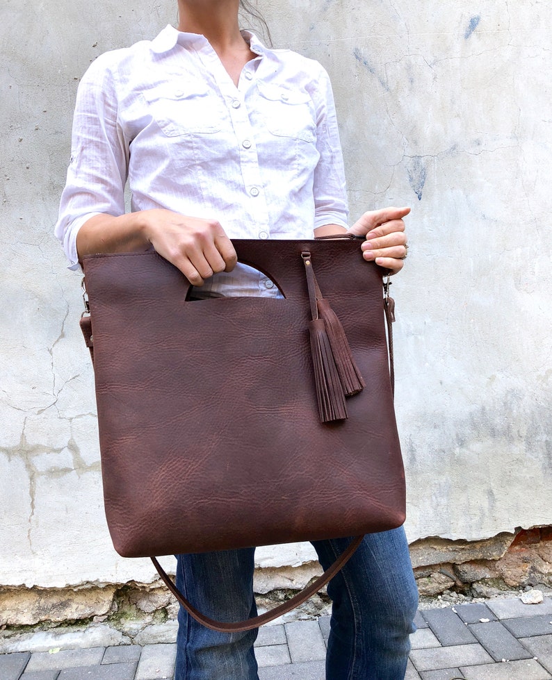 Large Leather Tote Bag Travel Tote Large Shopper Bag Crossbody - Etsy