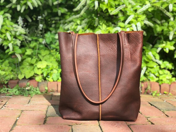 Tall leather tote sale