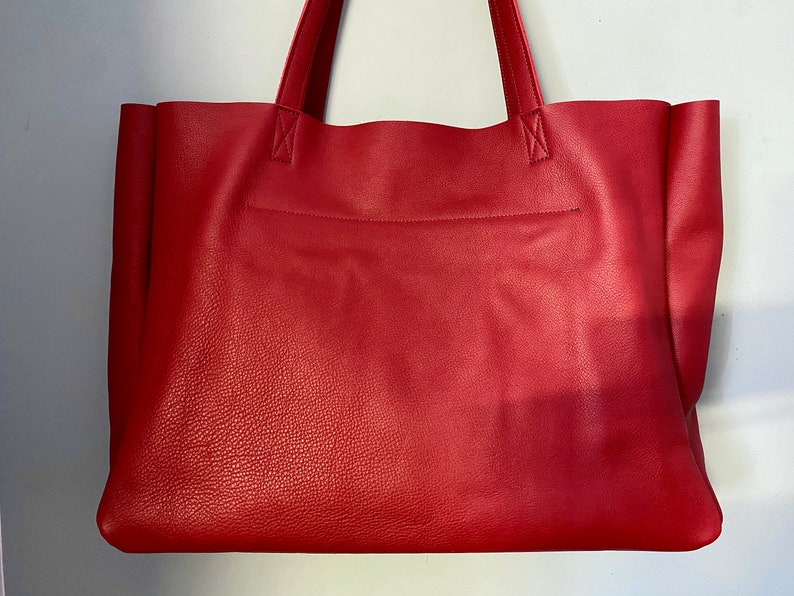 Extra large red leather tote bag 24x 15 Oversized work and Etsy