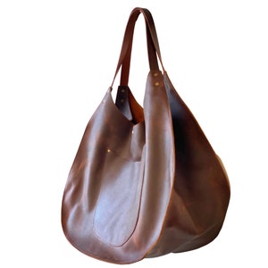 Oversized Vintage Brown Leather Hobo Bag 22 W X 16H Extra - Etsy