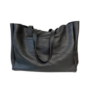 Extra Large Black Leather Tote Bag: Handmade Work & Travel Computer Bag bild 11