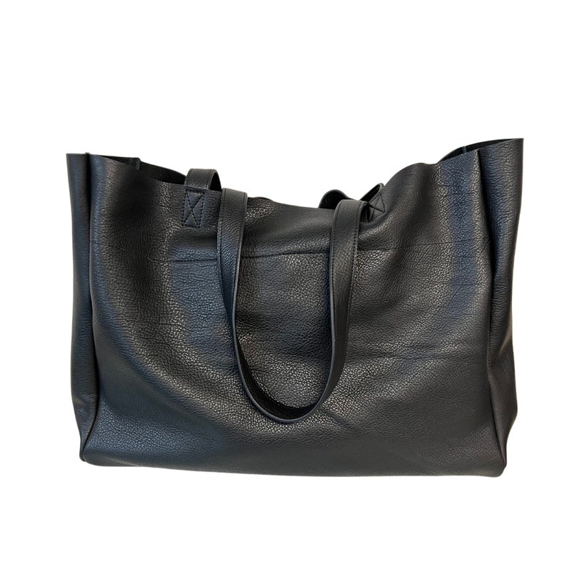 Extra Large Black Leather Tote Bag: Handmade Work & Travel Computer Bag bild 11