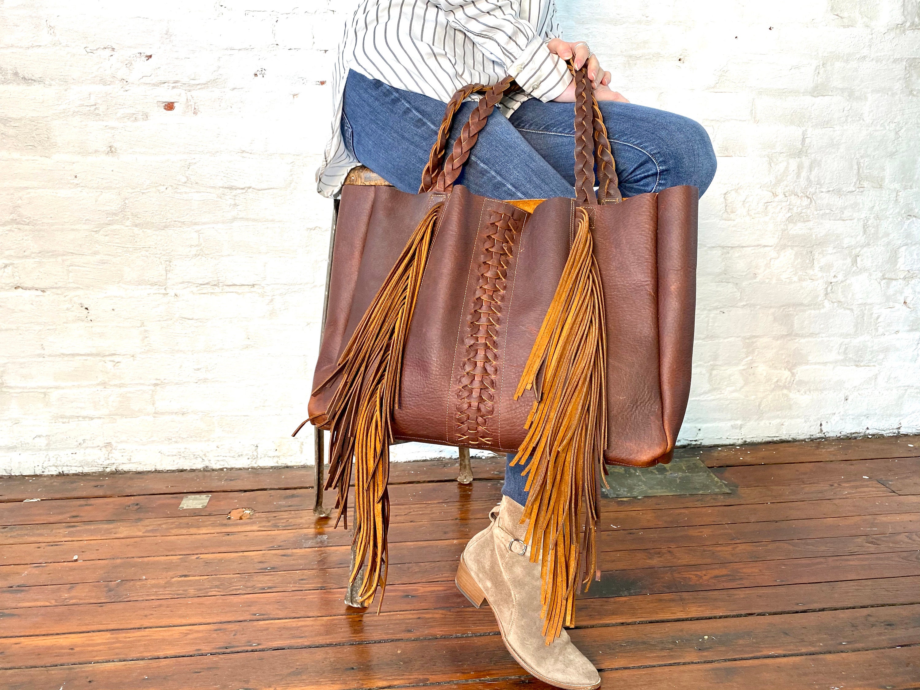 Shorty Braided Strap Chocolate – Vintage Boho Bags  Leather fringe bag,  Braided strap, Outfit accessories