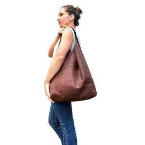 Hobo Leather Bag, Large Leather Work and Travel Bag, Large Leather ...
