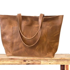 Large leather bag 22” x 14”, Oversized work and travel computer bag, Large shopping bag, Leather Carryall bag with front pocket