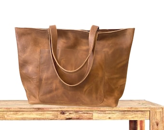 Large Leather Tote Bag: Oversized Carryall Work & Travel Bag