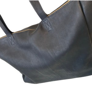 Extra Large Black Leather Tote Bag: Handmade Work & Travel Computer Bag bild 9