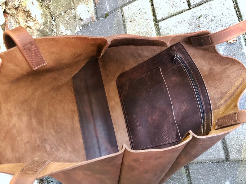 oversized brown leather bag