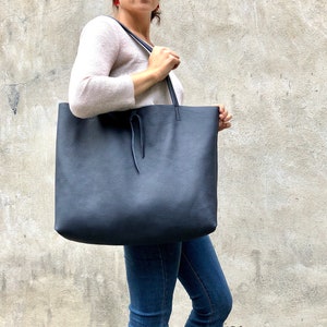 Large Black Leather Crossbody Bag Oversized Work and Travel - Etsy