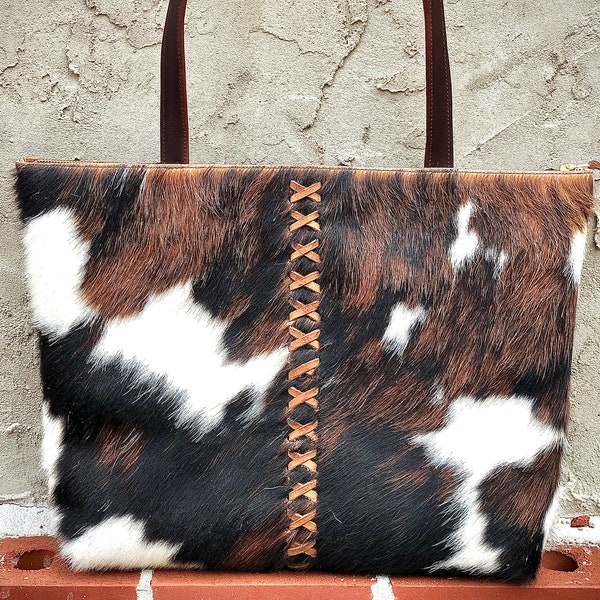 Cowhide Leather Tote Bag: Large Work & Travel Bag