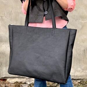 Extra Large Black Leather Bag With Fringe Oversized Work and - Etsy